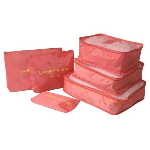 NICCI $76 6 Piece Set Luggage Organizers coral salmon NEW - Picture 1 of 5